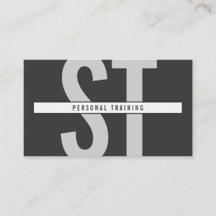 Big Initials Monogram Personal Trainer Dark Grey Business Card