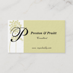Big Initials Sage Wildflower Floral Monogrammed Business Card