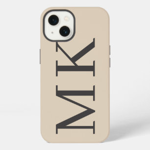 Big Initials Stylish Almond & Black iPhone 13 Case