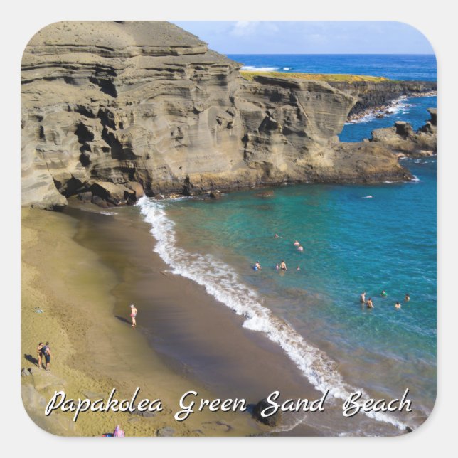 Big Island Hawaii Papakolea Green Sand Beach Square Sticker (Front)