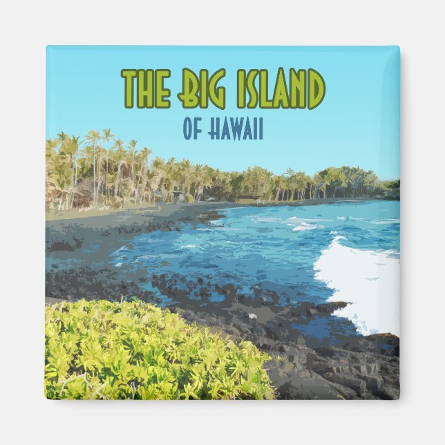 Big Island Hawaii Punalu’u Beach Vintage Magnet (Front)