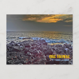 Big Island Hawaii sunset on the rocks postcard