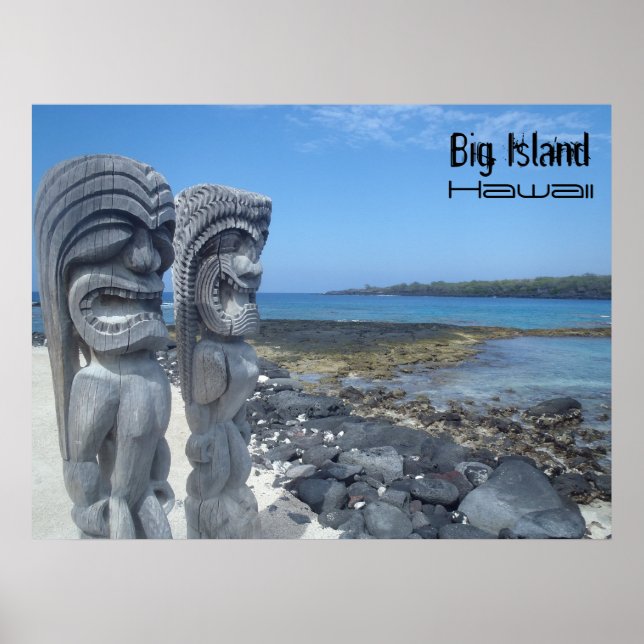 Big Island Hawaii tiki statues poster (Front)