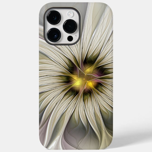 Big Ivory Flower, Abstract Modern Fractal Art Case-Mate iPhone Case (Back)