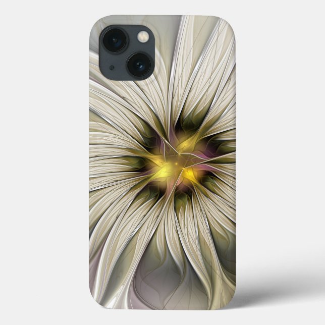 Big Ivory Flower, Abstract Modern Fractal Art Case-Mate iPhone Case (Back)
