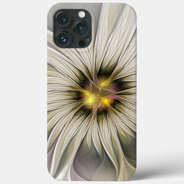 Big Ivory Flower, Abstract Modern Fractal Art Case-Mate iPhone Case (Back)