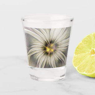 Big Ivory Flower, Abstract Modern Fractal Art Shot Glass