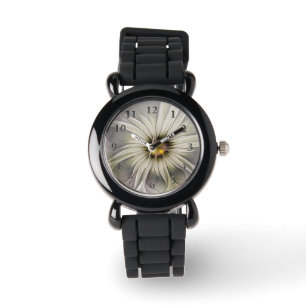 Big Ivory Flower, Abstract Modern Fractal Art Watch