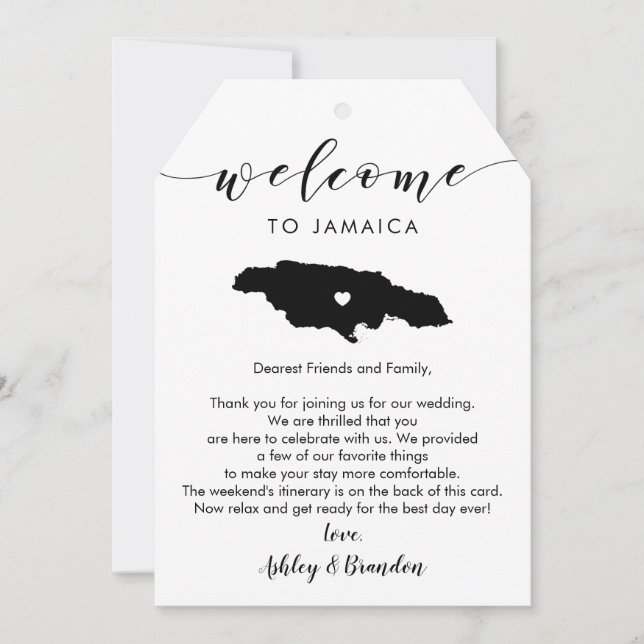 Big Jamaica Wedding Welcome Tag, Letter Itinerary (Front)