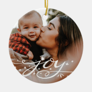 Big Joy Hand Lettered Holiday Photo Ceramic Ornament