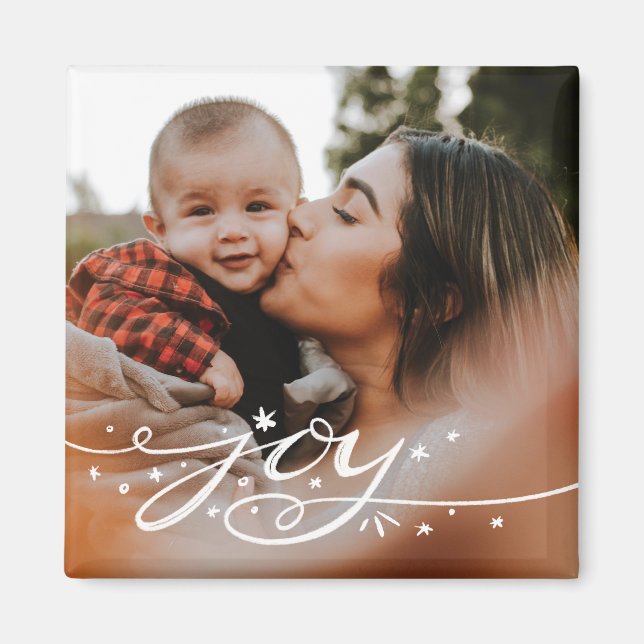 Big Joy Hand Lettered Holiday Photo Magnet (Front)