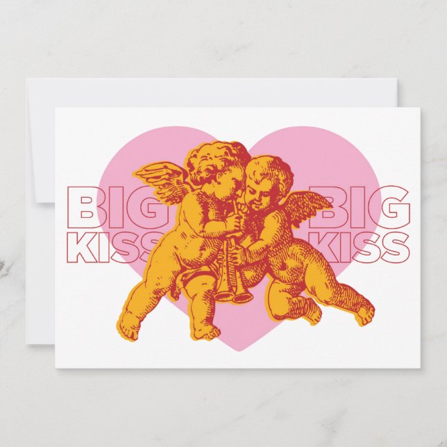 Big Kiss Cupid Valentine Card. Announcement (Front)