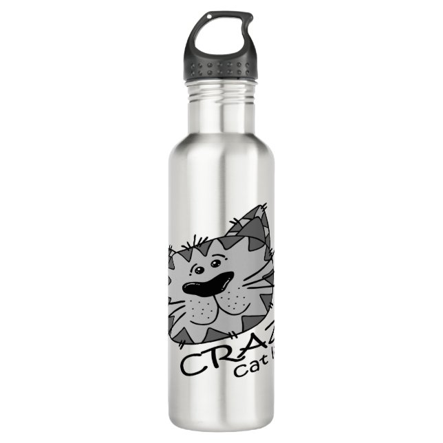 Big Kitty Face Crazy Cat Lady 710 Ml Water Bottle (Front)