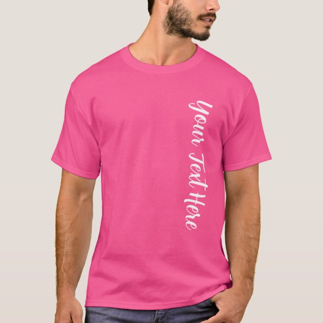 Big Large Font Text Script Mens Modern Wow Pink T-Shirt (Front)