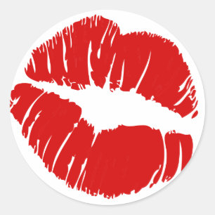 Big large lips kiss giant lips huge kissing mouth classic round sticker