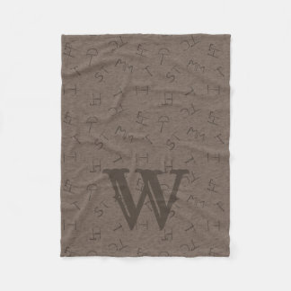 Big Letter Cattle Brand Brown Fleece Blanket