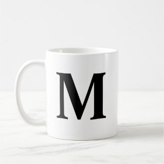 Big Letter Monogram Modern Minimal Black White Coffee Mug