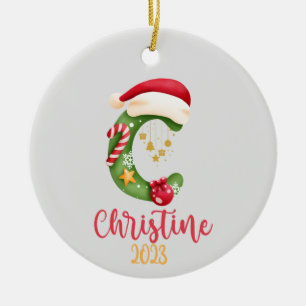 Big Letter, Name and Date Personalised Ceramic Ornament