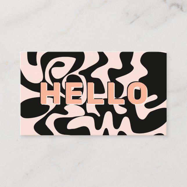 Big Letters Hello Modern Black and Pastel Pink Business Card (Front)