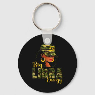 Big Libra Energy Camouflage Black Woman Cap Zodiac Key Ring