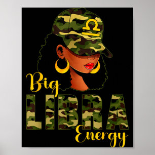 Big Libra Energy Camouflage Black Woman Cap Zodiac Poster