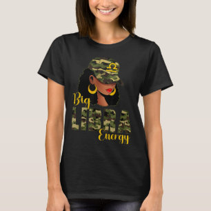 Big Libra Energy Camouflage Black Woman Cap Zodiac T-Shirt