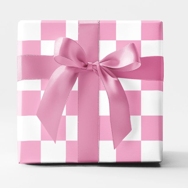 Big Light Pink and White Chequered Wrapping Paper (Big Light Pink and White Checkered Wrapping Paper)