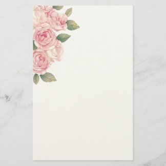 Big Light Pink Roses as Decoration Stationery