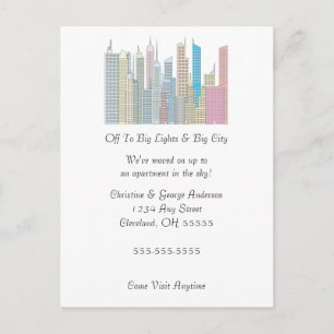 Big Lights Big City Moving Announcement Postcard