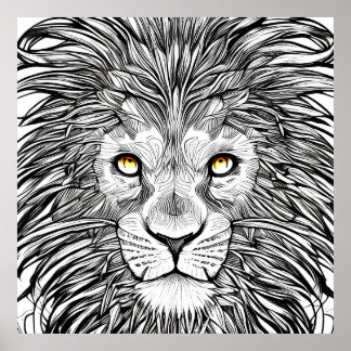 Big Lion Face | Black&White Poster