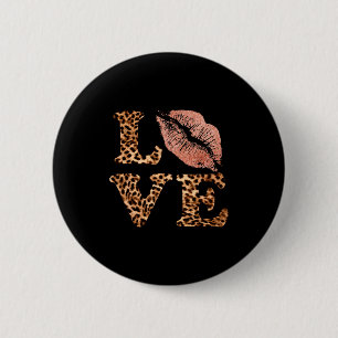 Big Lips Love Leopard Print Letters Pink Lips Vale 6 Cm Round Badge