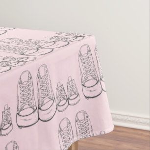 Big Little Shoes New Baby Shower Sneaker Pink Girl Tablecloth