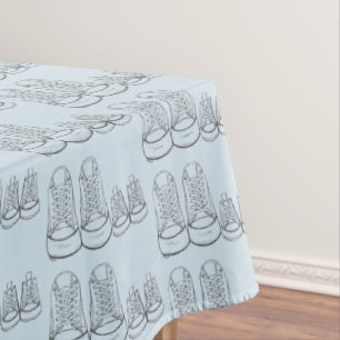 Big Little Shoes New Baby Shower Sneakers Blue Boy Tablecloth