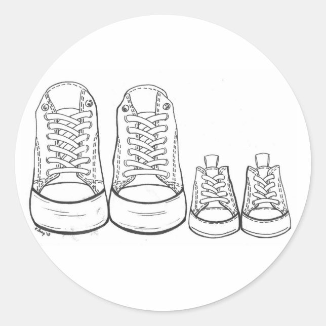 Big Little Sneakers Shoes New Arrival Baby Parents Classic Round Sticker (Front)