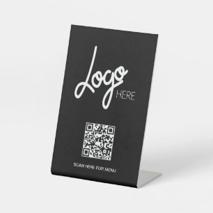 Big Logo QR Code Menu Minimal Black Pedestal Sign