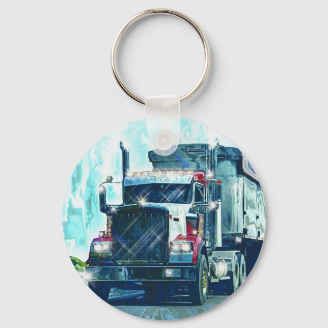 BIG LORRY RED GRAVEL TRUCK Art Keychain (Front)