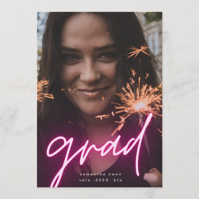 Big Lumo Lights Grad Modern Photo University Announcement (Front)