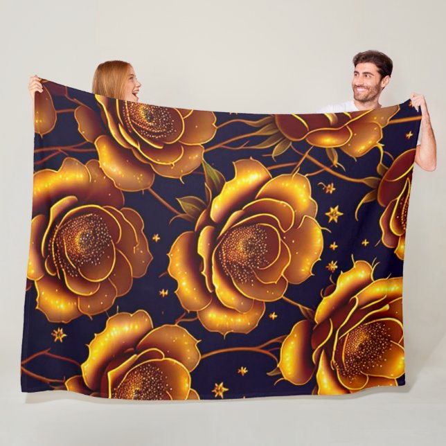 Big Luxury Gold Trendy Rose Collection Fleece Blanket (In Situ)