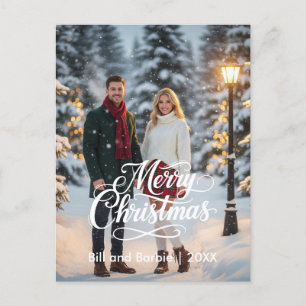 Big Merry Christmas Couples Photo Front Holiday Postcard