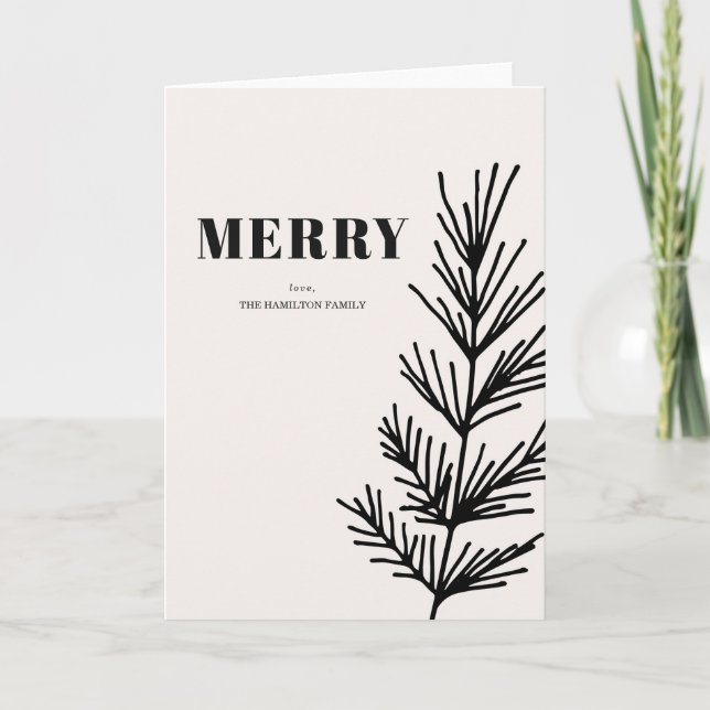 Big Merry & Leaves Holiday Card (Front)