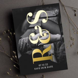 Big Monogram Bold Pressed Gold Foil Save The Date