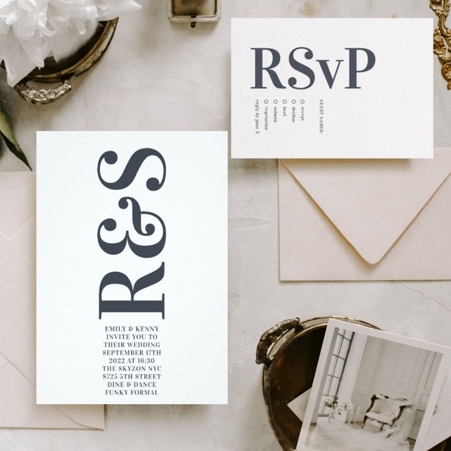 Big Monogram Modern Bold Simple Wedding Invitation (Creator Uploaded)