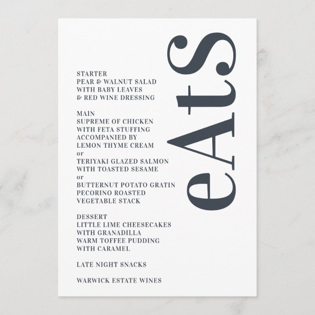 Big Monogram Modern Bold Simple Wedding Menu (Front)