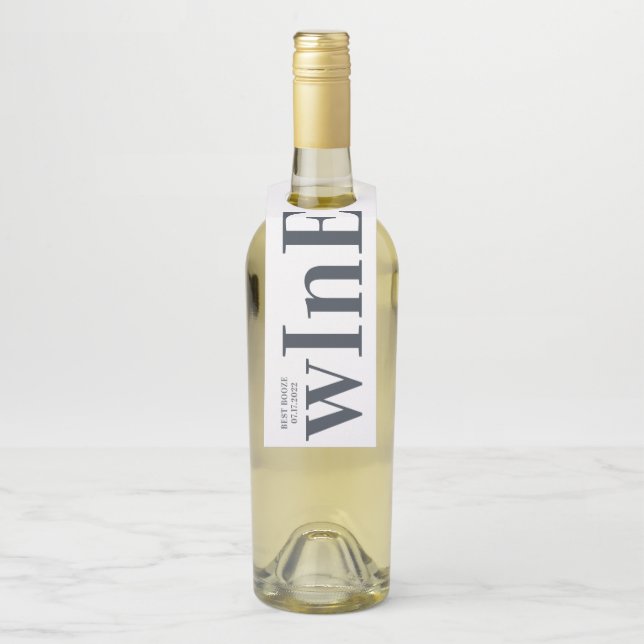 Big Monogram Modern Simple Bottle Tag (On Bottle)