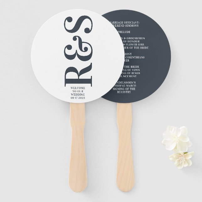 Big Monogram Modern Simple Hand Fan (Front and Back)