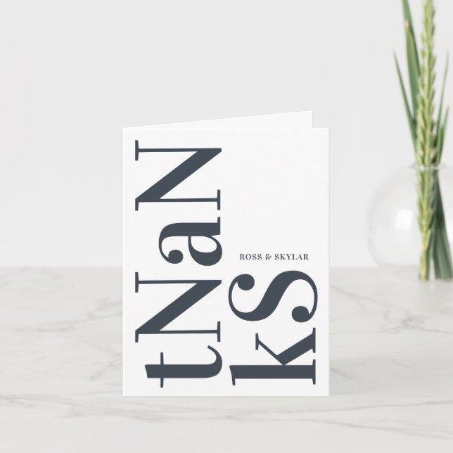 Big Monogram Modern Simple Thank You Card (Front)