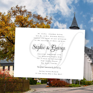 Big Monogram Wedding Black n White Invitations