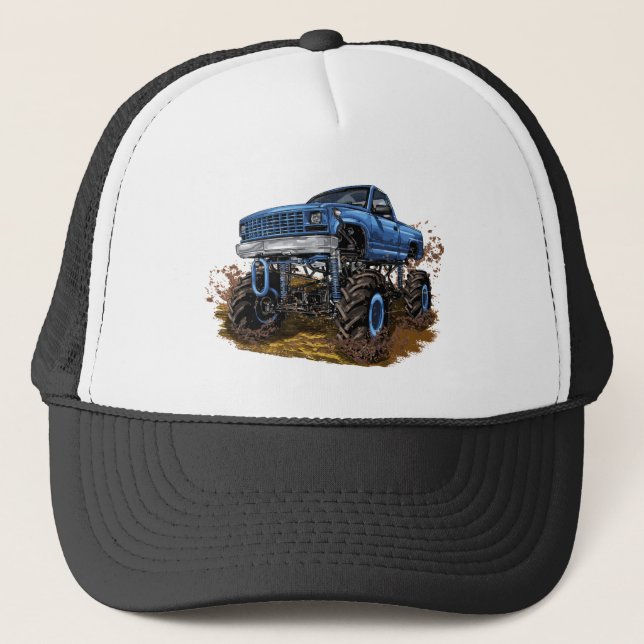 Big Monster truck Off Road Adventure Mud  Trucker Hat (Front)