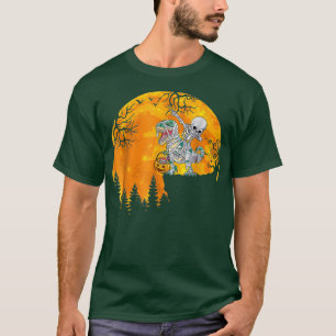 Big Moon Skeletons Halloween Dabbing Riding Mummy T-Shirt