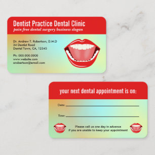 Big Mouth Aqua Blue Dental Appointment Reminder Card